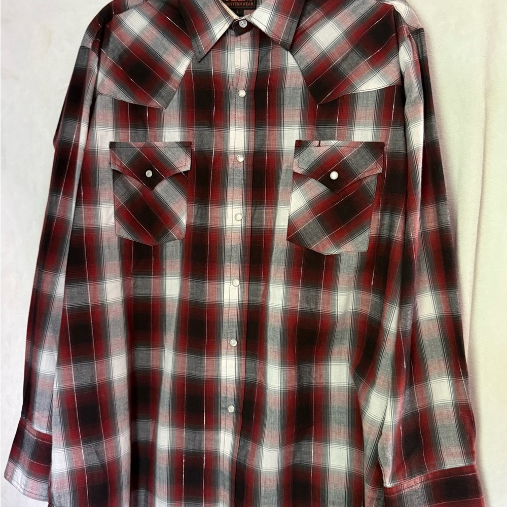 Men's Black and Red Plaid Button-Down Shirt